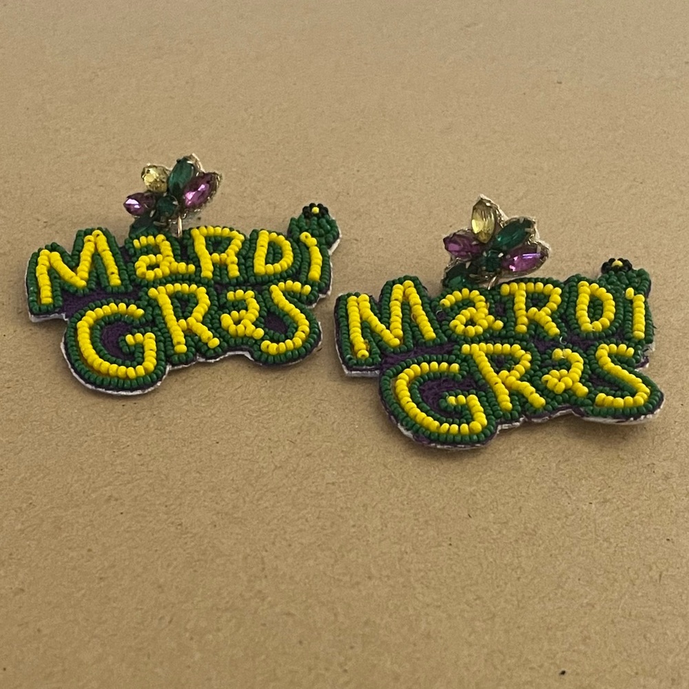 🎉💜Mardi Gras Multicolor Beaded Earrings